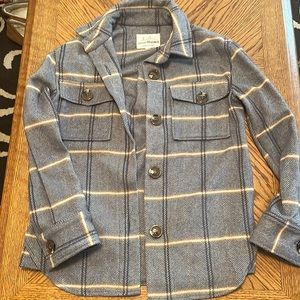 Jason Maxwell Blue Square Wool Blend Shirt Jacket Coat size S